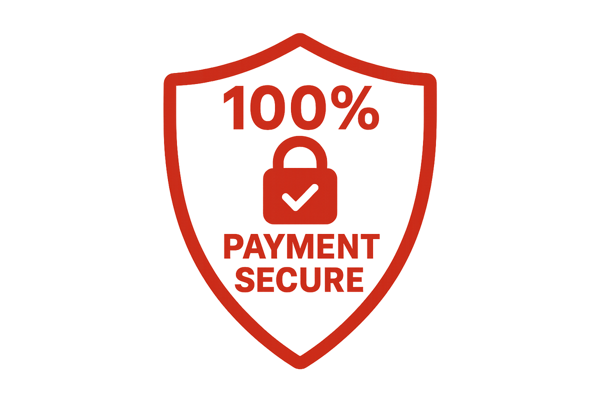 100% payment secure icon red color