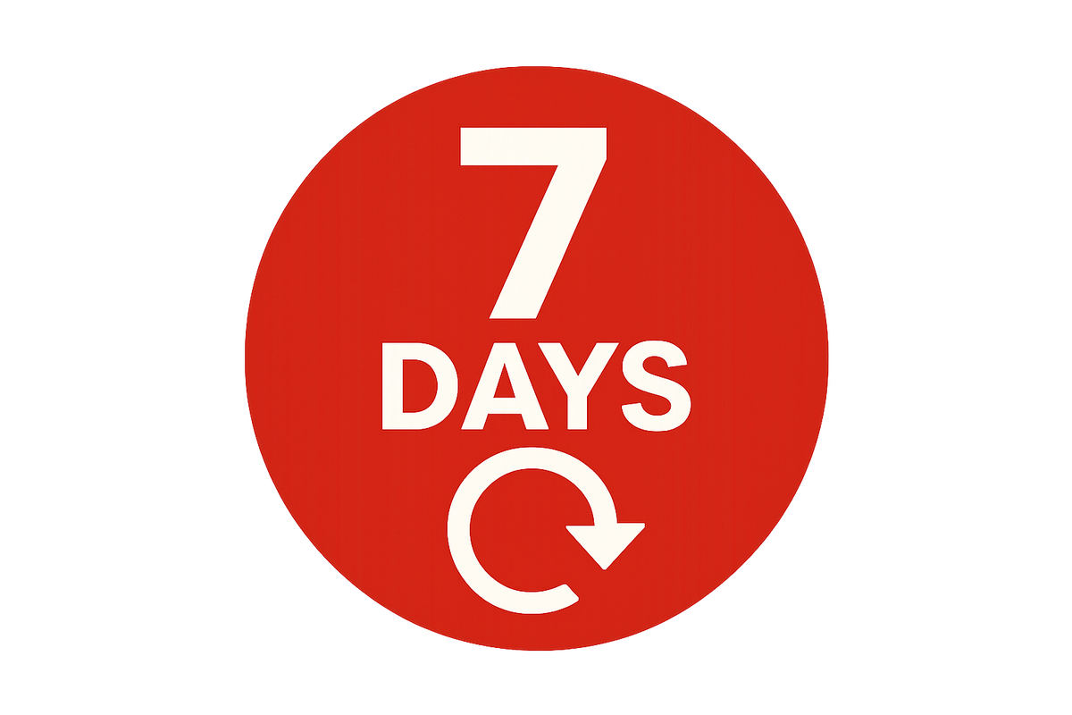 7 days return red icon